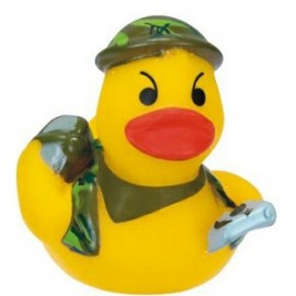 Mini Rubber Soldier In Camouflage Outfit DuckÂ© with Logo