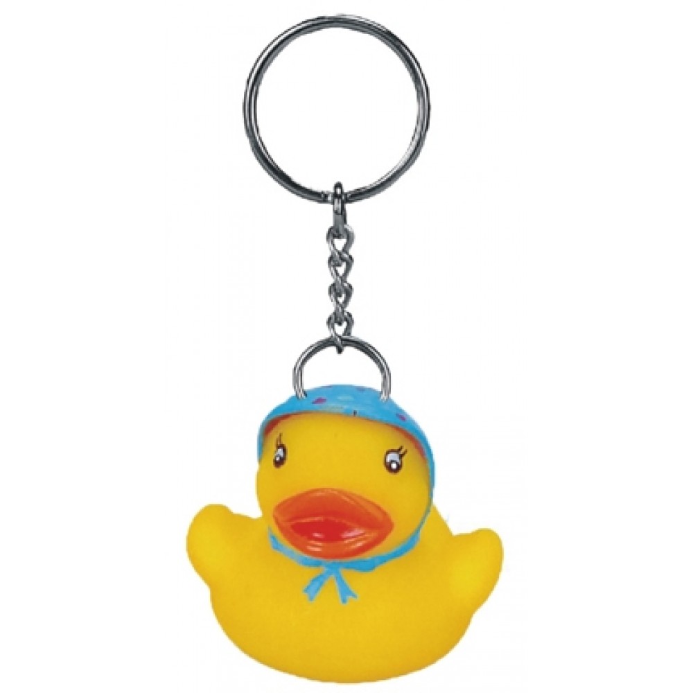 Custom Imprinted Rubber Bonnet Duck Key Chain Custom Imprinted Rubber Bonnet Duck Key Chain
