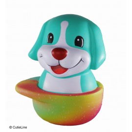 Customized CutieLine Slow Rising Scented Teal Dog in a Hat Squishy