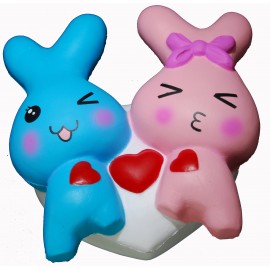 Logo Branded Slow Rising Scented Bunny Lover w/Heart Squishy  Logo Branded Slow Rising Scented Bunny Lover w/Heart Squishy