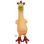 Rubber Cutie Big Eyed Chicken Dog Toy with Logo