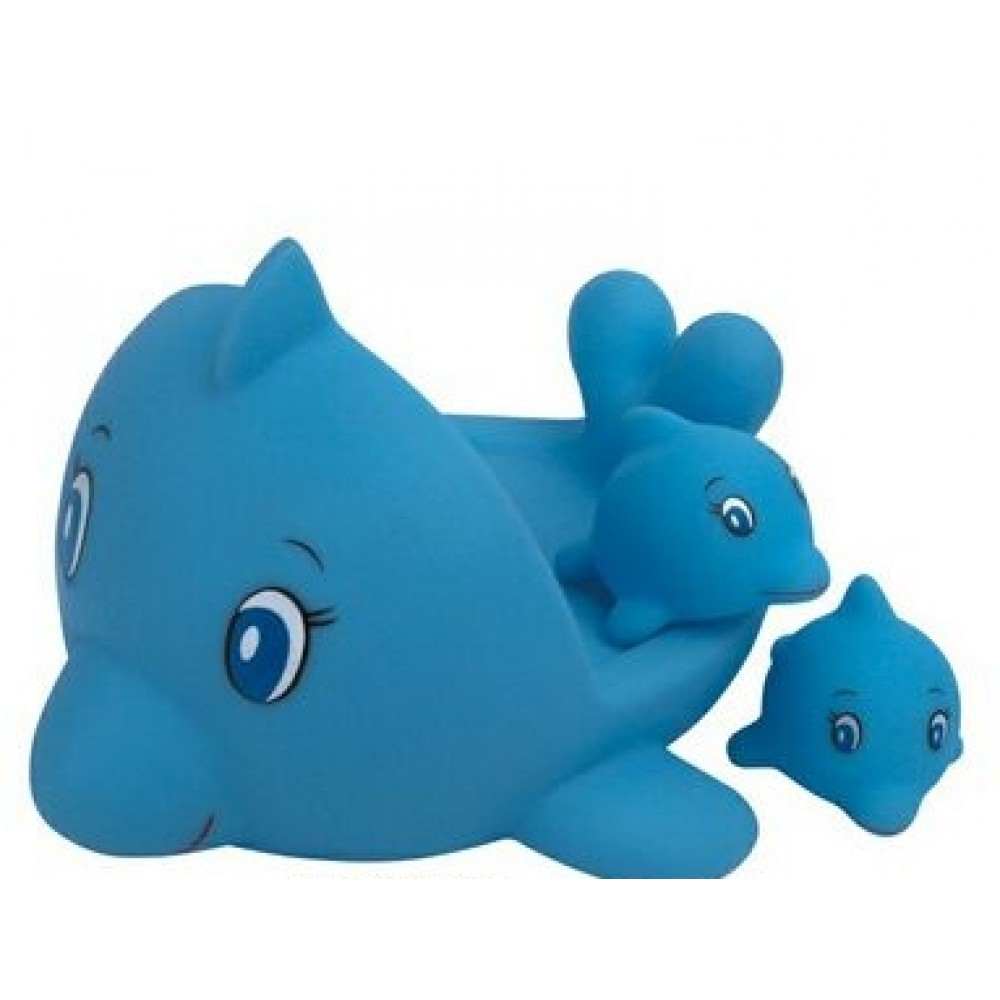 Logo Branded 3 Pieces Rubber Dolphin Family Toy