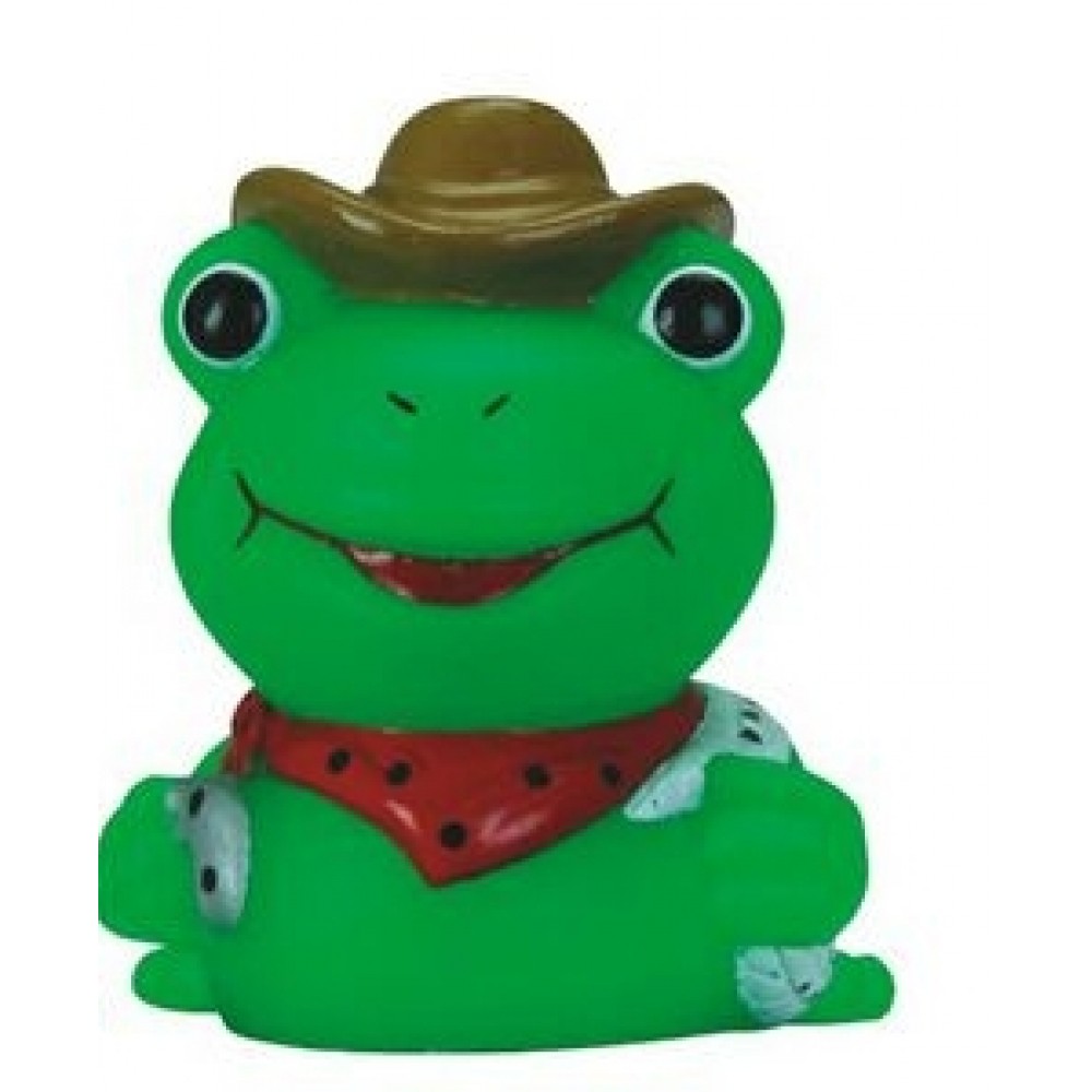Mini Rubber Cowboy Frog Toy with Logo