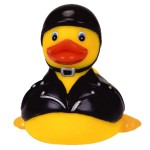Rubber Biker DuckÂ© Toy with Logo