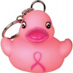 Logo Branded Mini Rubber Pink Ribbon Duck Key ChainÂ©