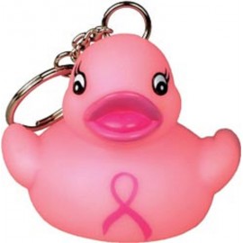 Logo Branded Mini Rubber Pink Ribbon Duck Key ChainÂ©