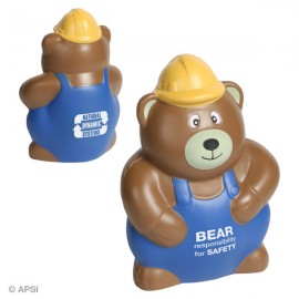 Construction Worker Bear Stress Reliever with Logo