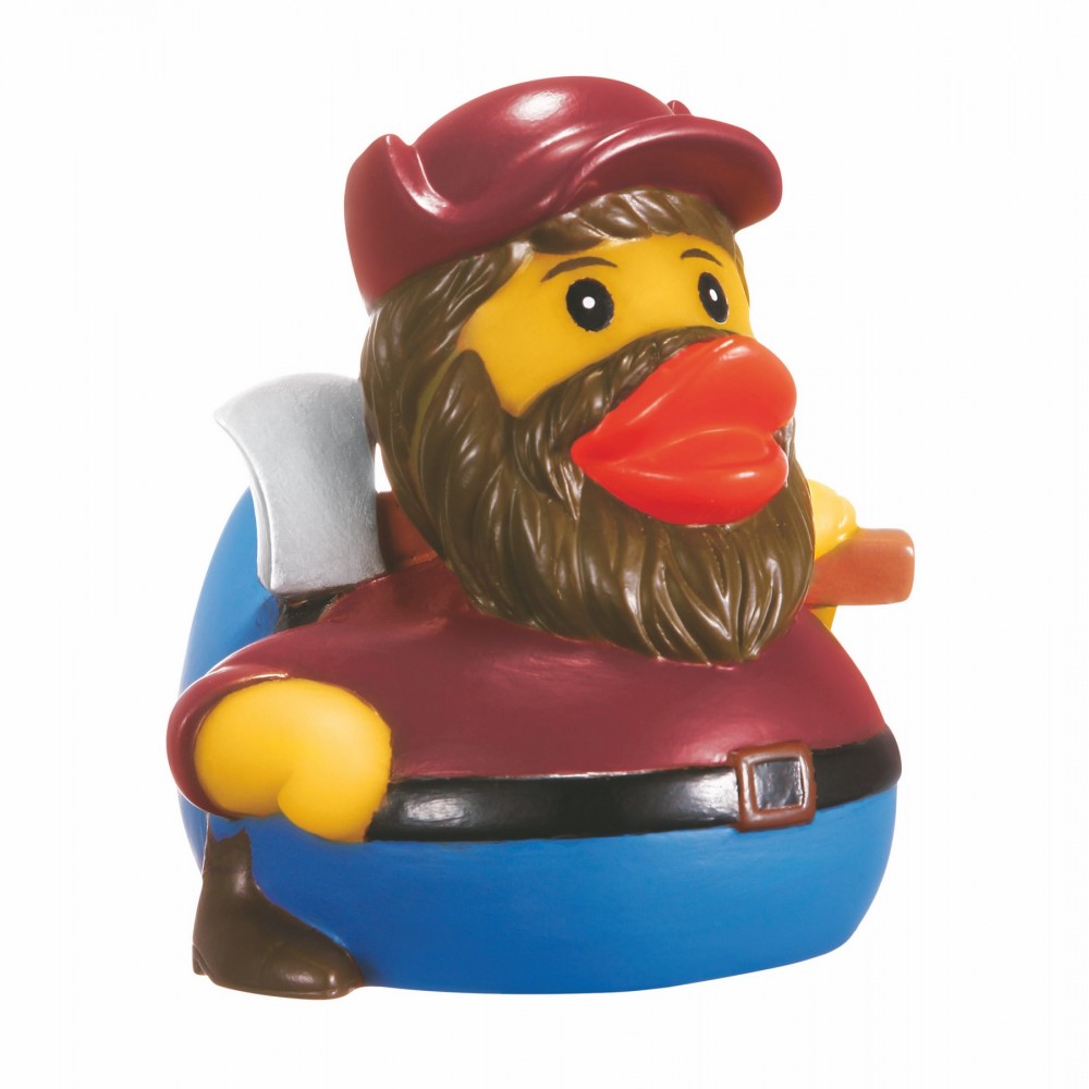 Rubber Lumber Jack DuckÂ© Toy with Logo
