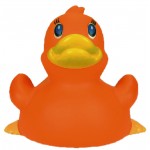 Rubber Orange DuckÂ© Toy with Logo