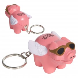 Logo Branded Flying Pig Stress Reliever Key Chain
