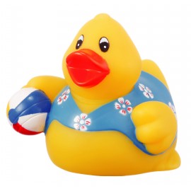 Logo Branded Rubber Beach Party Duck© Toy w/ Ball  Logo Branded Rubber Beach Party Duck© Toy w/ Ball