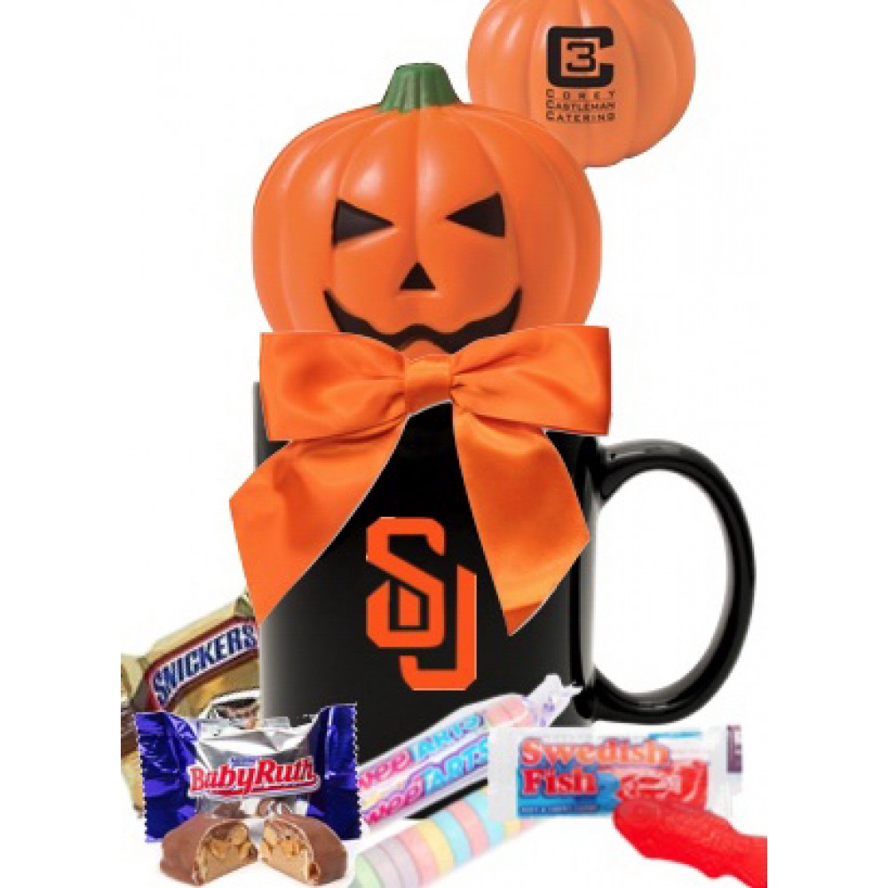 Pumpkin Stress Ball with Candy Mug Logo Branded Pumpkin Stress Ball with Candy Mug Logo Branded