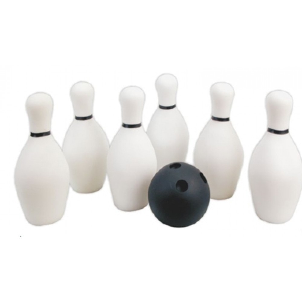 Rubber Bowling Set (6 Pins and 1 Ball) Logo Branded Rubber Bowling Set (6 Pins and 1 Ball) Logo Branded