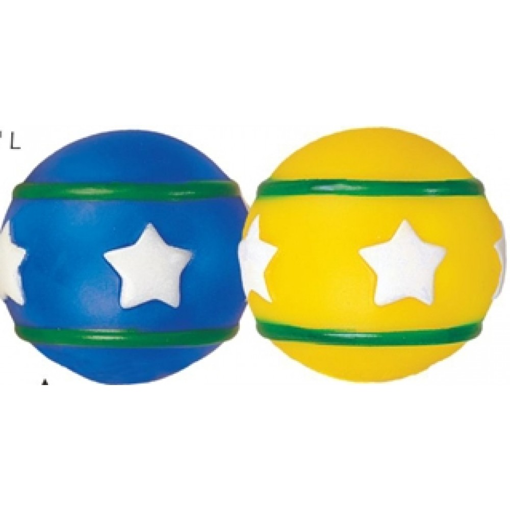 Custom Imprinted Rubber Round Ball Dog Toy© (Yellow/ Green & Blue/ Green) Custom Imprinted Rubber Round Ball Dog Toy© (Yellow/ Green & Blue/ Green)