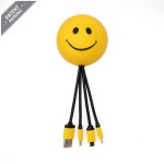Logo Branded Stress Ball with Charging Cables - Smiley Face