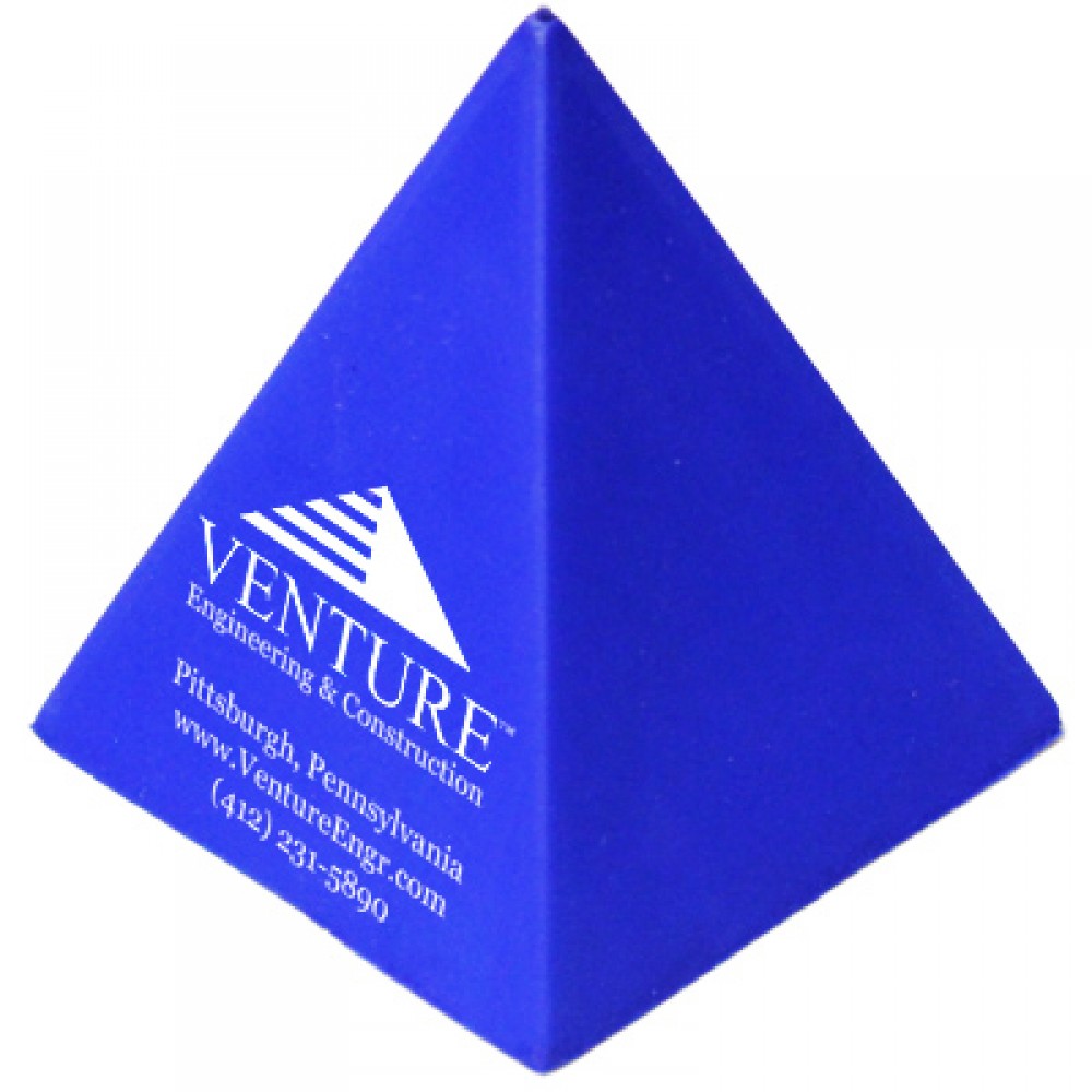 Blue Pyramid Stress Reliever Custom Imprinted
