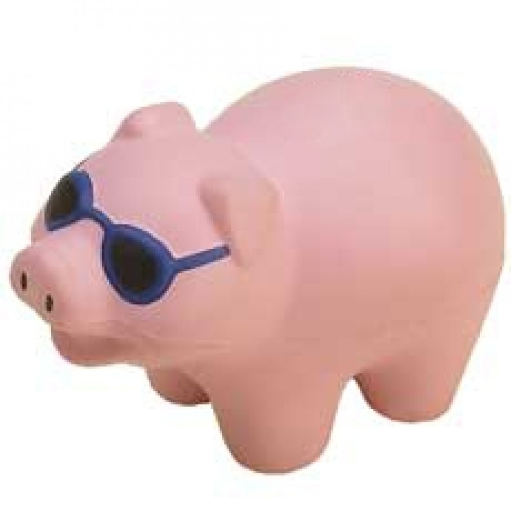 Pig with Glasses Stress Reliever Logo Branded Pig with Glasses Stress Reliever Logo Branded