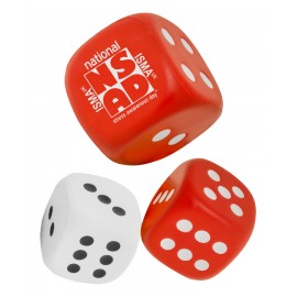 Custom 2.75 inch - Dice Shaped Stress Balls Reliever with 1-Color Logo