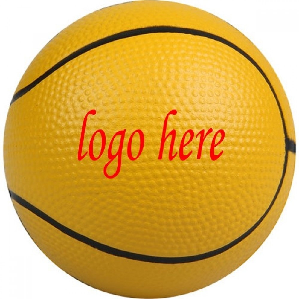 Custom Printed 2 1/2" Yellow Basketball Shape Stress Ball Custom Printed 2 1/2" Yellow Basketball Shape Stress Ball