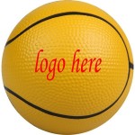 Custom Printed 2 1/2" Yellow Basketball Shape Stress Ball
