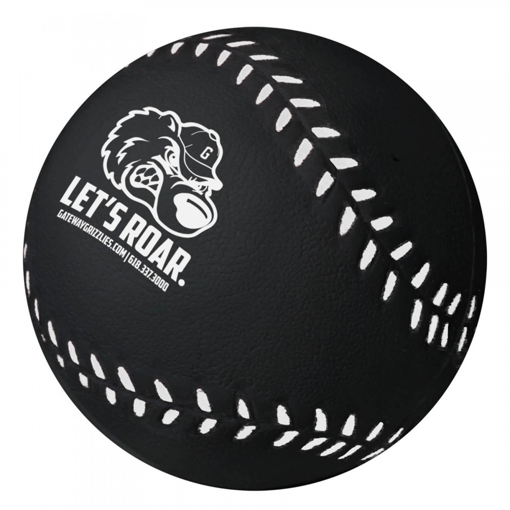 Custom Imprinted Black Baseball Stress Reliever Custom Imprinted Black Baseball Stress Reliever