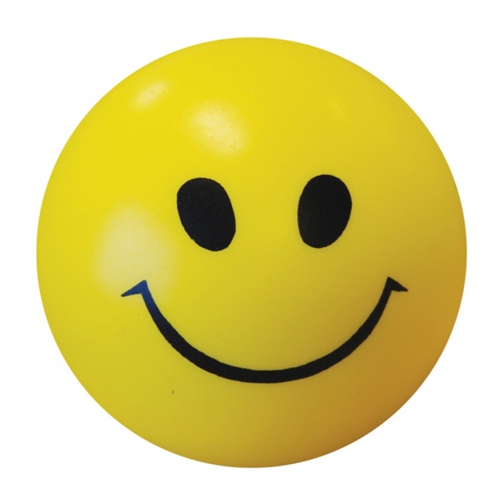 Logo Branded 2 1/2" Yellow Smile Face Stress Ball Logo Branded 2 1/2" Yellow Smile Face Stress Ball