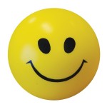 Logo Branded 2 1/2" Yellow Smile Face Stress Ball
