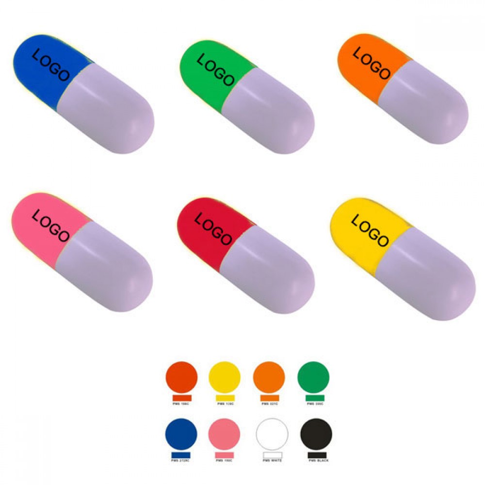 Custom Printed Pill Shaped Stress Reliever Custom Printed Pill Shaped Stress Reliever