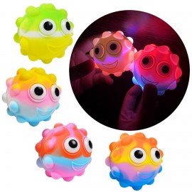 Logo Branded Glowing Big Eyes 3D Rainbow Stress Pop Ball Fidget Toy