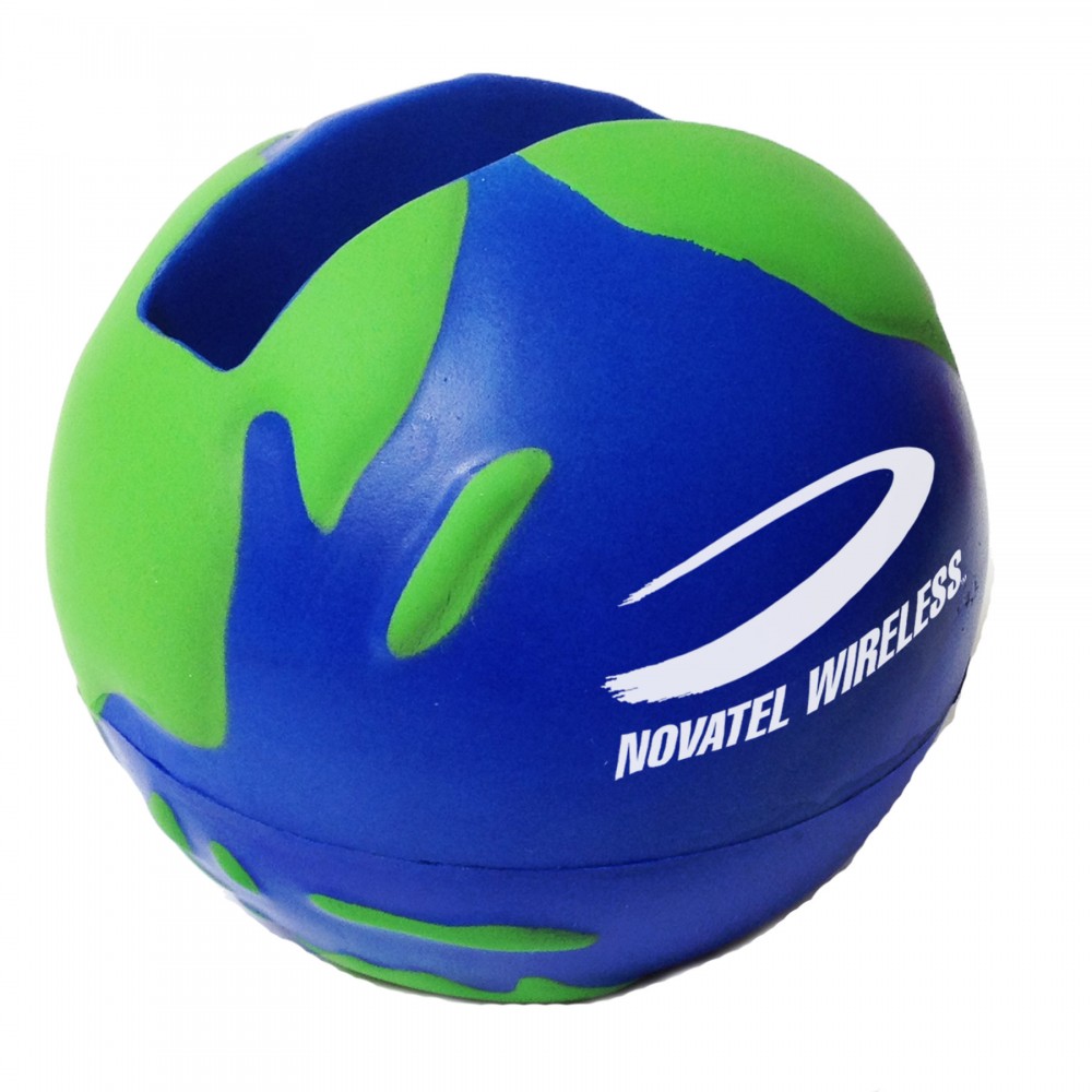 Earth Ball Cell Phone Holder/ Stress Reliever Logo Branded Earth Ball Cell Phone Holder/ Stress Reliever Logo Branded