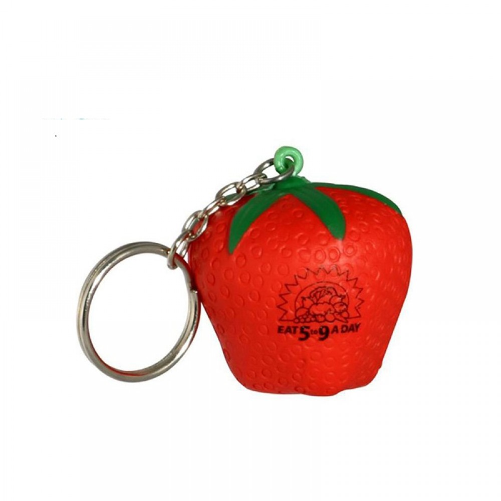 Strawberry Shaped Stress Reliever w/Keychain with Logo