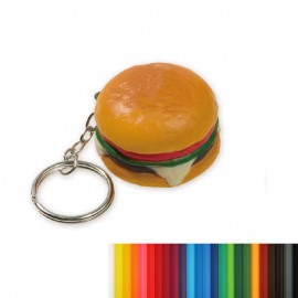 Custom Hamburger Shaped Stress Reliever w/Keychain