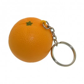 Customized Orange Shaped Stress Reliever w/Keychain