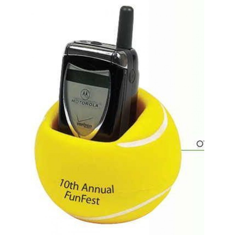 Stress Reliever Sports Ball Cell Phone Holder (Tennis Ball) with Logo