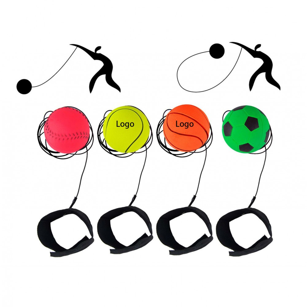 Custom Foam Rebound Ball Stress Reliever with Wristband Custom Foam Rebound Ball Stress Reliever with Wristband