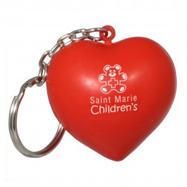 Custom PU Heart Shape Stress Reliever w/Keychain with Logo