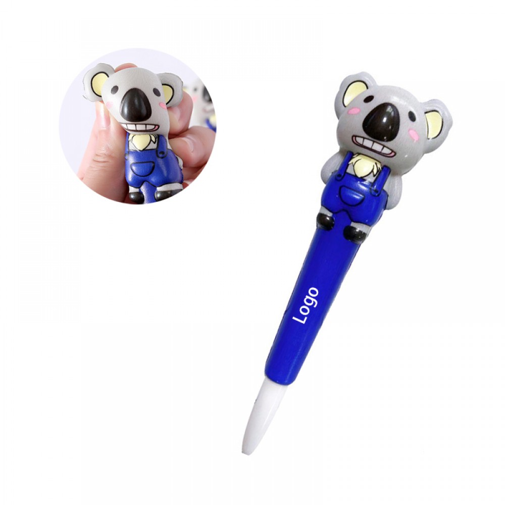 Logo Branded 2 in 1 Squishy Bear Ball Pen and Squeeze Toy