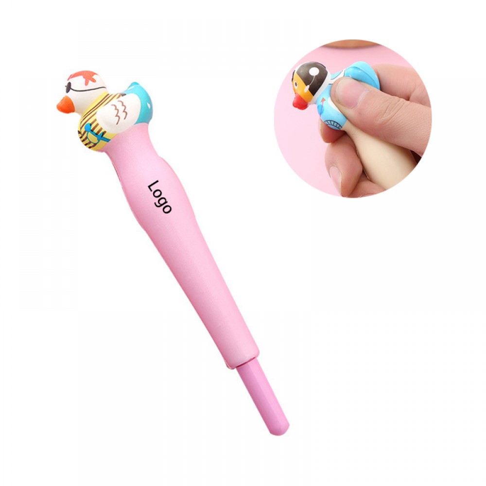 Promotional 2 in 1 Squishy Duck Ball Pen and Squeeze Toy