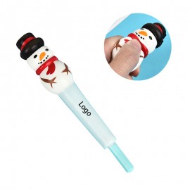 Logo Branded 2 in 1 Squishy Snowman Ball Pen and Squeeze Toy