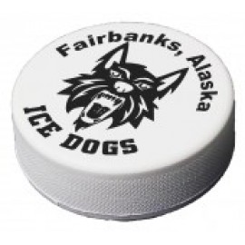 White Hockey Puck Stress Reliever with Logo