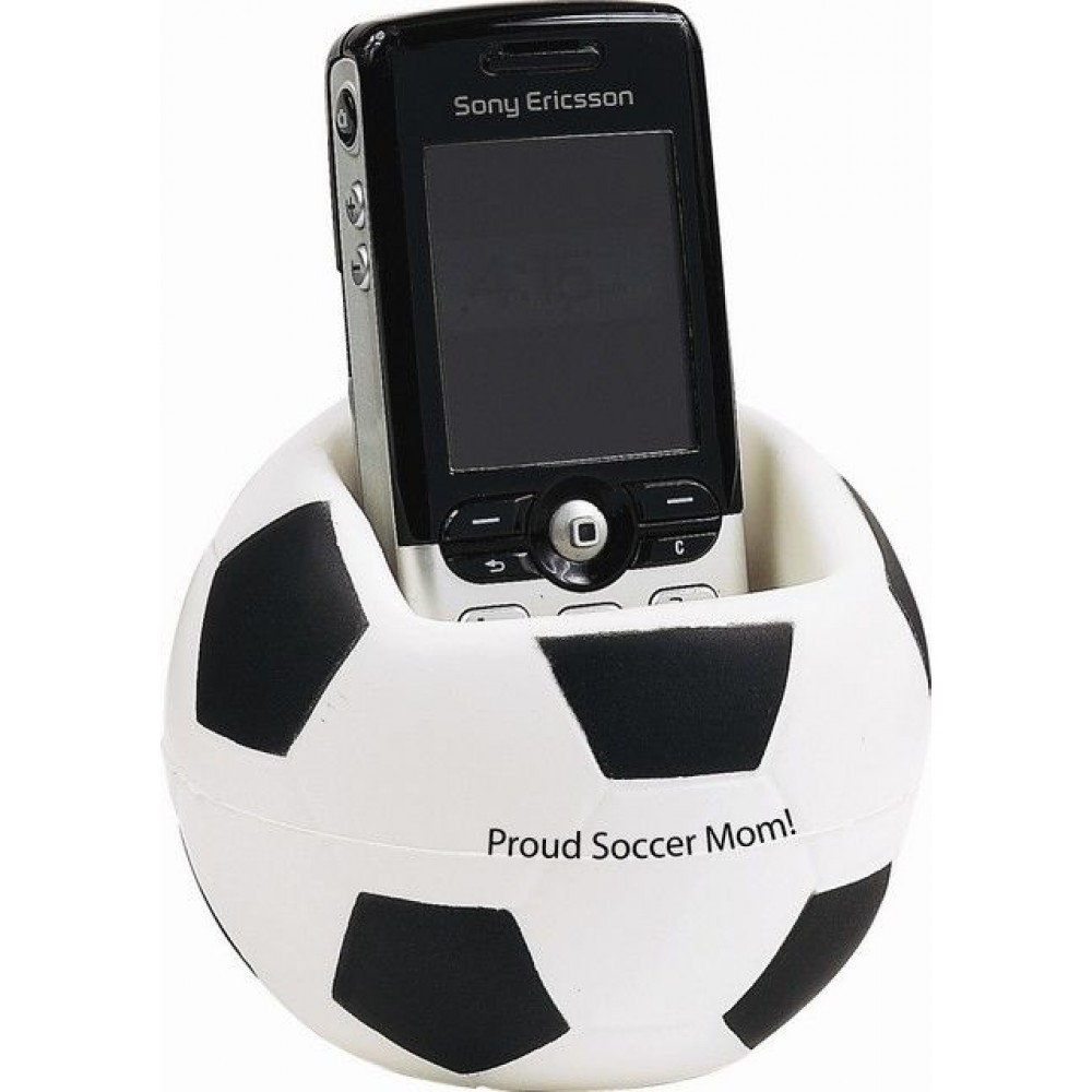 Personalized 3"x3-1/2" Stress Reliever Sports Ball Cell Phone Holder (Soccer Ball)