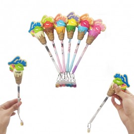 2 in 1 Ice Cream Ball Pen and Squeeze Toy with Logo