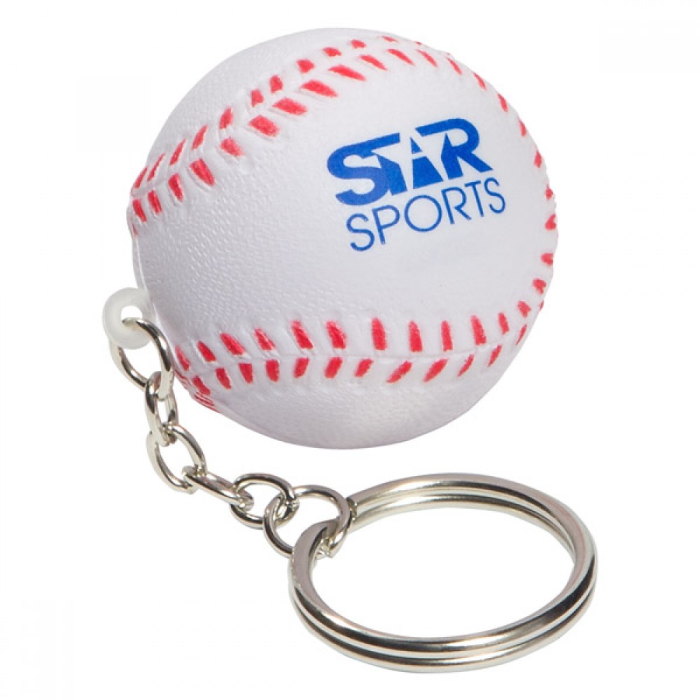 Logo Branded Baseball Stress Reliever Key Chain