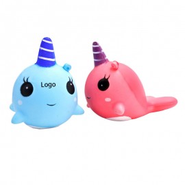 Squishy Narwhal Squeeze Toy Stress Reliever with Logo  Squishy Narwhal Squeeze Toy Stress Reliever with Logo