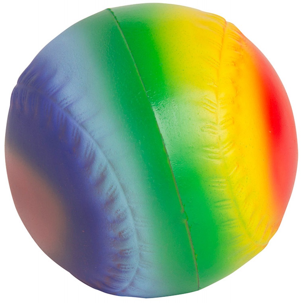 Rainbow Baseball Squeezies Stress Reliever with Logo