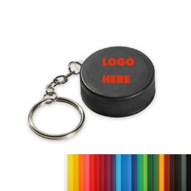Promotional Hockey Puck Stress Reliever w/Keychain