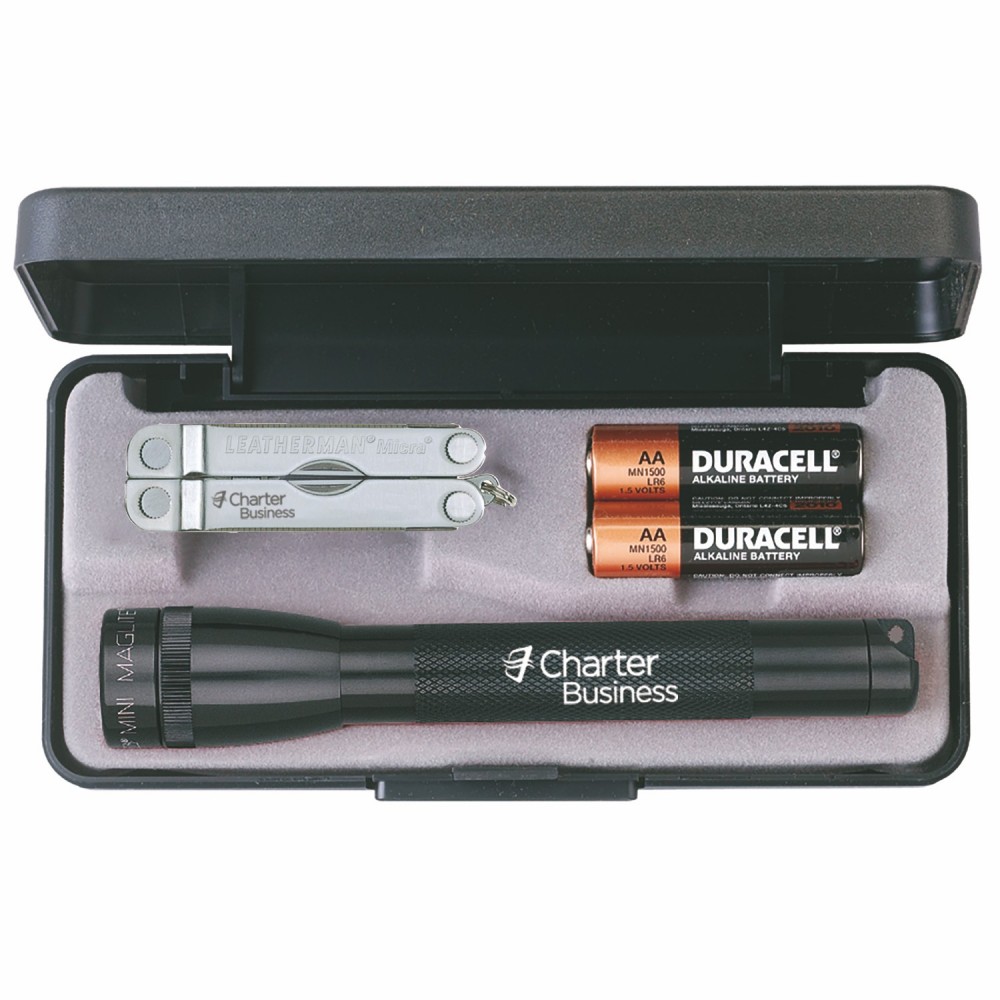 Logo Branded AA Mini Maglite Flashlight w/Leatherman Micra Tool Logo Branded AA Mini Maglite Flashlight w/Leatherman Micra Tool