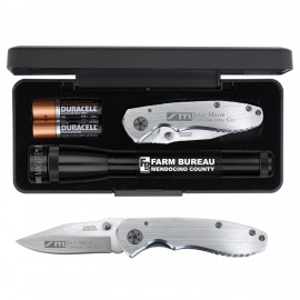 "AA" LED Mini Maglite With Warhawk Pocket Knife with Logo  "AA" LED Mini Maglite With Warhawk Pocket Knife with Logo