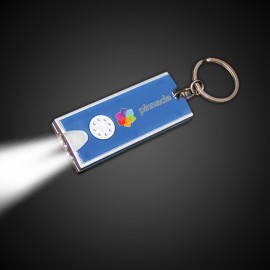 Digi-Print Silver & Blue Rectangle Flash Light Keychain with Logo  Digi-Print Silver & Blue Rectangle Flash Light Keychain with Logo