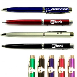 Logo Branded 3-In-1 Ballpoint Pen with Laser Pointer & LED Flashlight